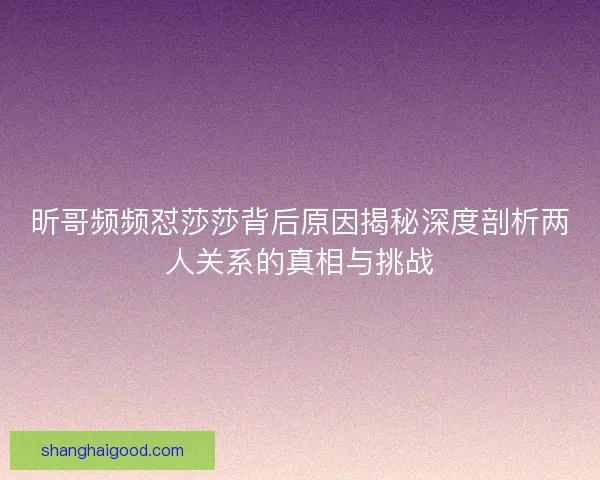 昕哥频频怼莎莎背后原因揭秘深度剖析两人关系的真相与挑战