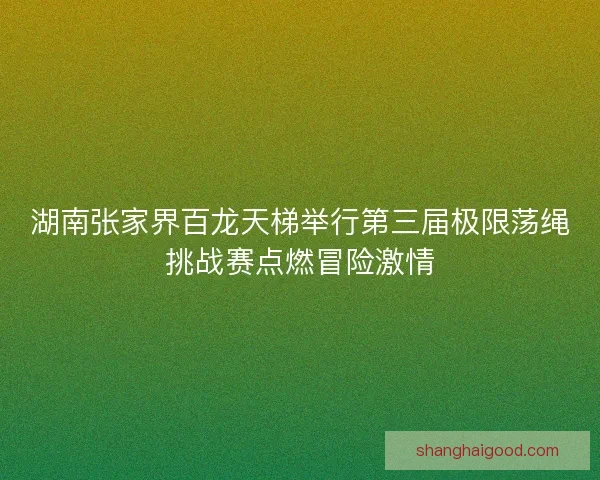 湖南张家界百龙天梯举行第三届极限荡绳挑战赛点燃冒险激情